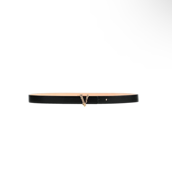 Versace Black and Gold Leather Belt